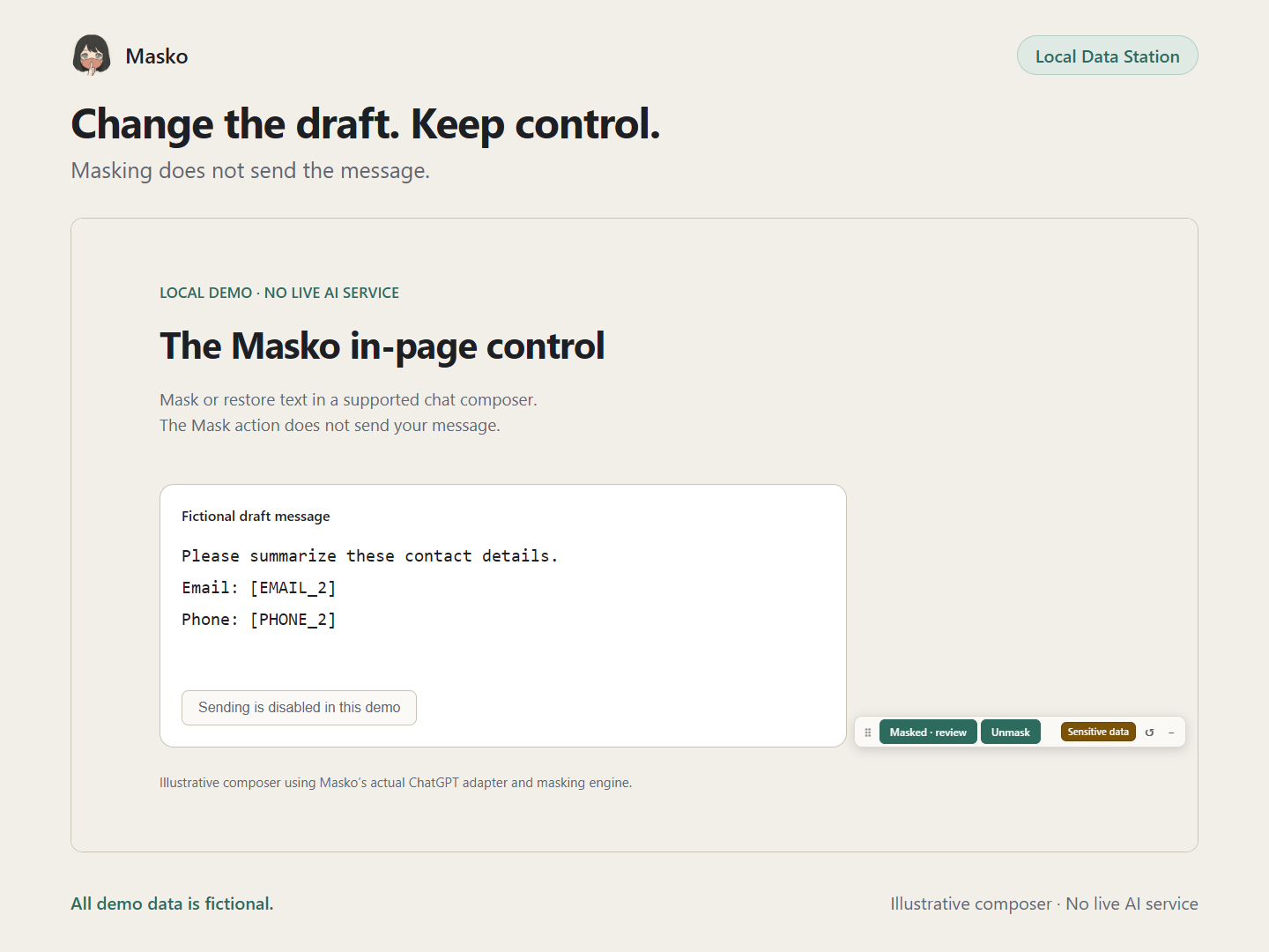In-page masking control